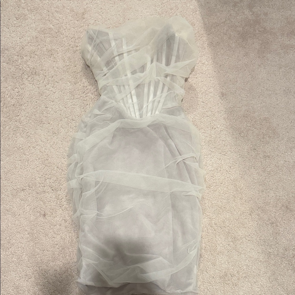 House of CB Strapless White Dress